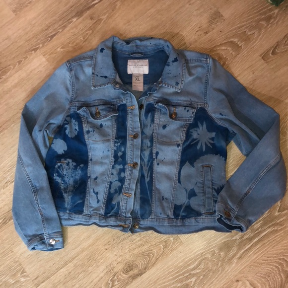 Sanctuary Jackets & Blazers - Women’s Cyanotype jean jacket with floral butterfly detail